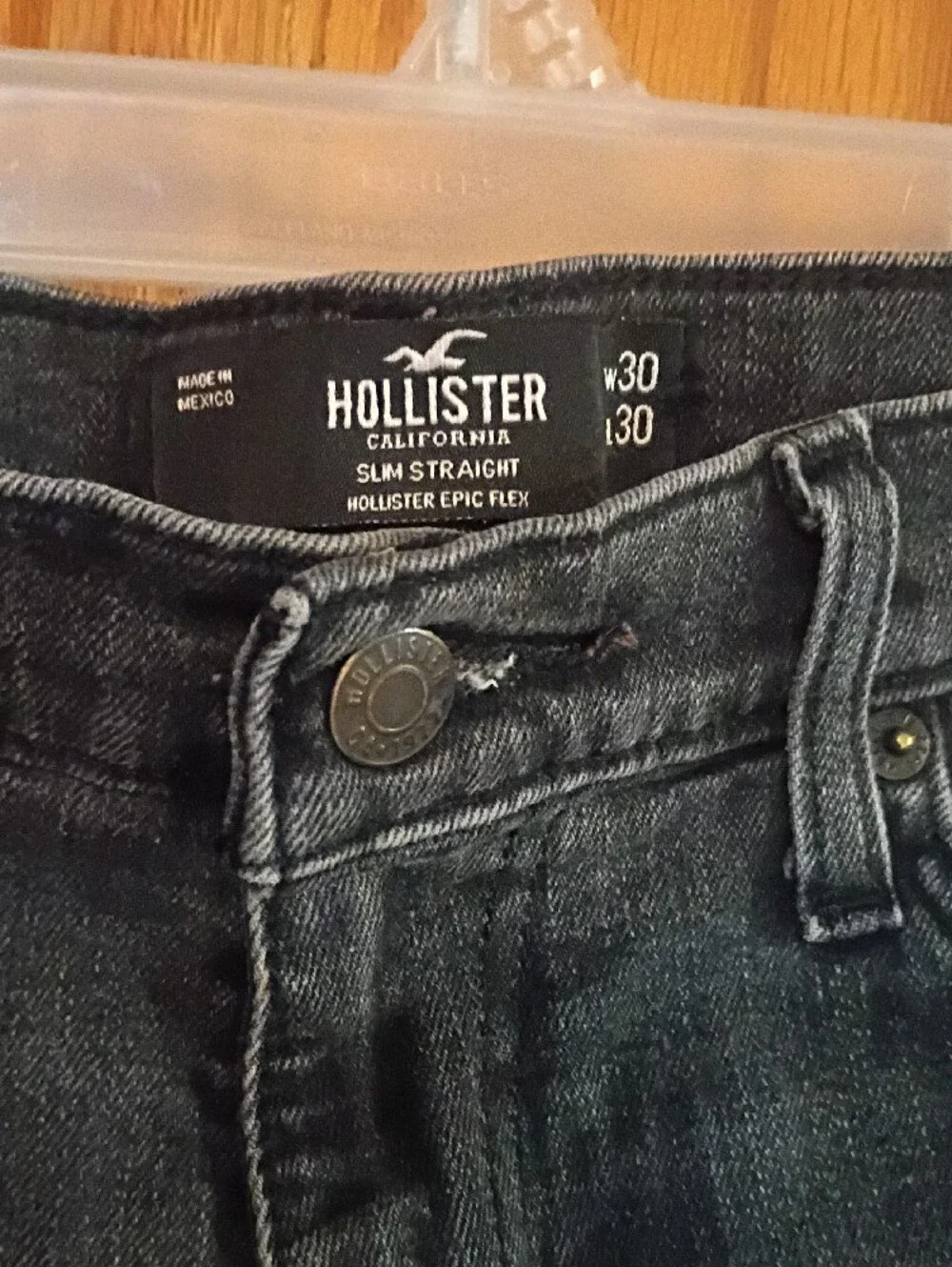 Hollister W30L30 Men's Slim Fit Black Wash Jeans